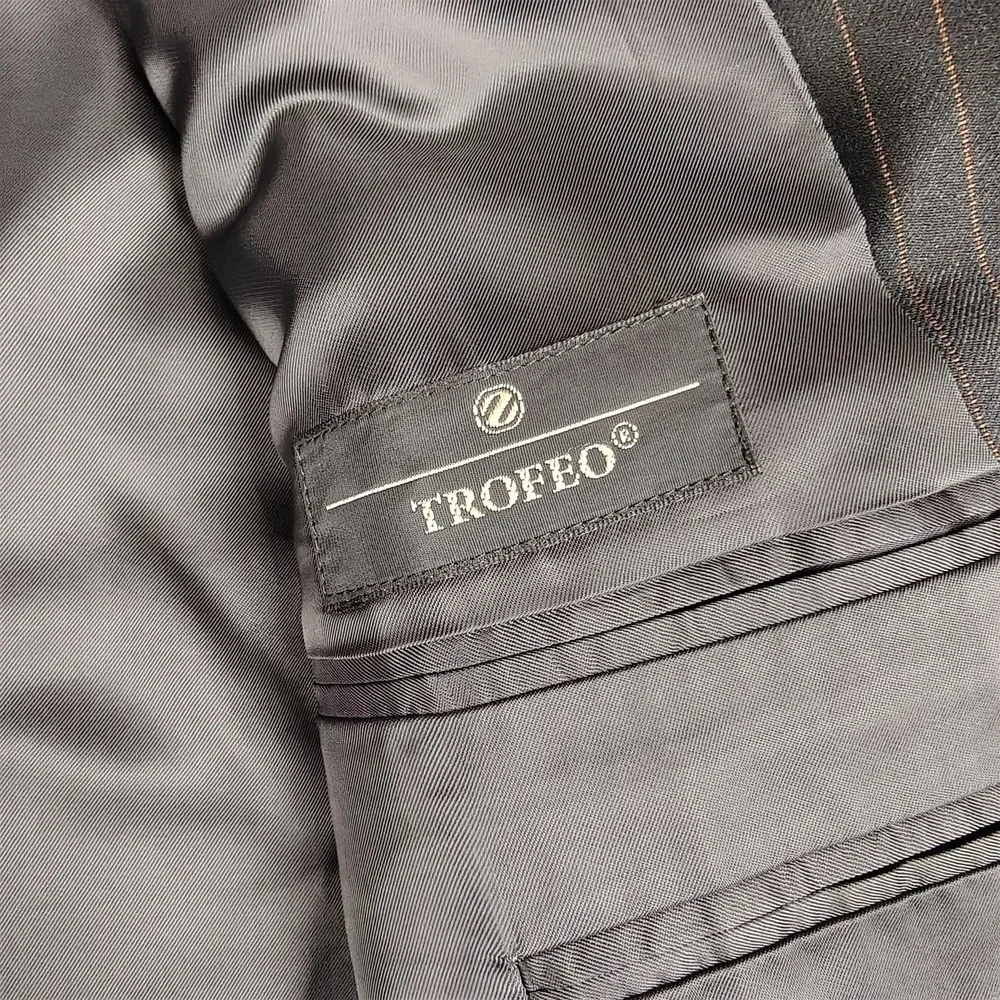 Ermenegildo Zegna Blazer Mens IT 54 Gray‎ Wool Pinstripe Trofeo Suit Jacket